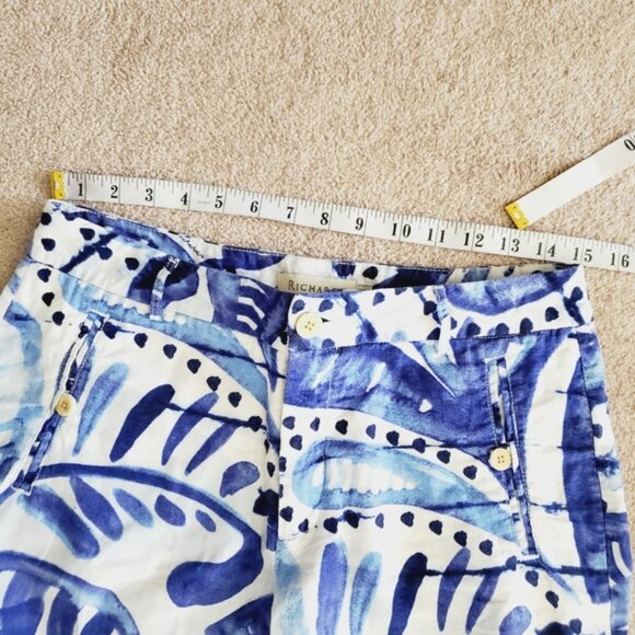 Richards UK Linen Watercolor Old Money  Bermuda Resord Tropical Golf Shorts 38 - Picture 8 of 11